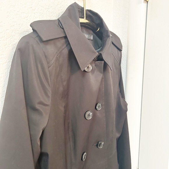 LAUREN Ralph Lauren The Split Needle Skirted Classic Black Trench Coat SZ: M - Picture 3 of 16